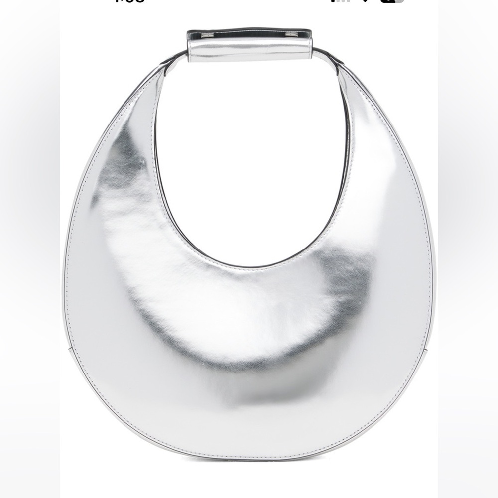 STAUD Metallic Silver Shoulder Bag